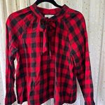 Madewell  100% Cotton Buffalo Check Checkered Gingham Tie-Neck Popover Shirt S Photo 4