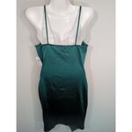 Windsor  Hunter Green Satin Bodycon Faux Wrap Mini Dress Medium NWT Party Holiday Photo 4