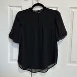 Loft Ruffle Neck Balloon Sleeve Top Black Small Photo 5