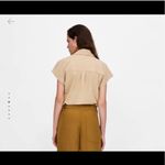 ZARA  Surplice Plunging Wrap Beige Bodysuit Blouse Size Medium Casual Business Photo 3