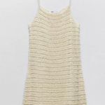 ZARA  NEW WITH TAGS crochet beaded Elegant Cream Knit Swim Cover-Up mini dress Photo 3