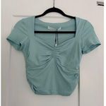Susana Monaco $128 New  Gathered Front Crop Top - Mint - Small Photo 0