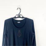 Ralph Lauren LAUREN  Black Ling Sleeves Sequin Logo Dress, Size Large Photo 5