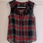 J.Crew holiday sleeveless ruffle top Stewart tartan plaid size Small Photo 0