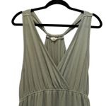 POL Racer Back Tank Dress Olive Green Sz L Maxi V Neck Stretch Side Slit NWOT Photo 1