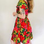 Minuet Floral Silk Organza Mini Dress Prom Homecoming Barbiecore Valentines Photo 3