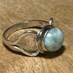 Sterling Silver Vintage Larimar Double Heart 925  Ring Photo 2