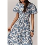 Anthropologie NWT Somerset Maxi in Ivory Blue Floral Tiered Cotton Dress L Photo 1