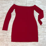 Naked Wardrobe  Women XL Red Long Sleeve Off Shoulder Bodycon Mini Dress Cocktail Photo 0