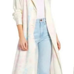 Something Navy  Tie Dye Trench Coat Pink Chiffon Tie Dye Photo 0