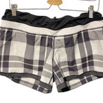 Lululemon  Size 10‎ Groovy Run Grey Plaid Athletic Pull on Workout Shorts Photo 0