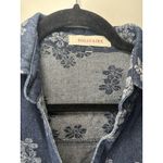 Solitaire  Women's Dark Wash Denim Short Sleeve Blue Floral Belted Mini Dress‎ Photo 3