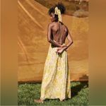 Yellow and Green Floral Print Halter Maxi Dress L Size L Photo 1