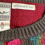 Jantzen Dark Red Crew Neck Sweater with Vintage Floral Design Vintage 90s Bold Photo 8