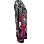 Y2K Boho Paisley Tunic Dress L Black Red Purple Long Sleeve Empire Waist Retro Size L Photo 2