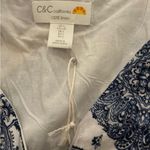 C&C California  Blue White Paisley Linen Sleeveless Crop Top New with Tags Photo 4