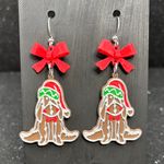 Eeyore Christmas Earrings with Red Bows Photo 0