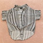 JustFab Striped Tie Front Crop Top Photo 0