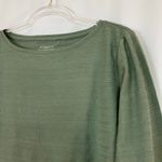 Talbots  | Green 100% Pima Cotton Textured 3/4 Sleeve Tee Shirt Womens Large Photo 1
