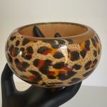 Vintage Leopard Print Bangle Bracelet Brown Photo 6
