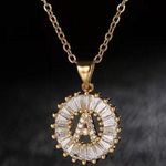 Gold Initial Crystal Sparkly Pendant Necklace A Photo 7