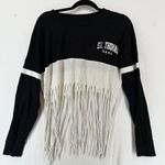 Exist St Thomas USVI Long Sleeve Top Fringe Size XL Black White Photo 0