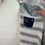 American Eagle  Vtg Y2K Gray White Stripe Thermal Button Cardigan Sweater Small Photo 4