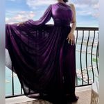Bronx and Banco  Florence Pleated One Shoulder Slit Gown‎ Maxi Dress Purple M Photo 4