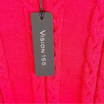 VISION 155 Red Cable Knit Long Sleeves Sweater, Size Medium Photo 5