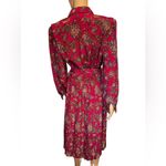 Andrea Gayle Petites Vintage 90s Red Eclectic Paisley Floral Secretary Dress Size 12 Photo 4