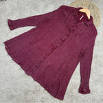 Free People Crinkle Spin Me Tunic Shirt Dress Longsleeve Button Front in Red XS Photo 3