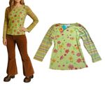 Fresh Produce 90s Y2K  Floral Stripe Long‎ Sleeve Top NWT Medium Cotton DEADSTOCK Photo 3