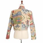 Rhonda Stark Jacket Blazer Southwest Tapestry Cropped Boho Tan Blue Size Medium Brown Photo 3