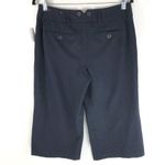 Loft Ann Taylor Womens Cropped Pants Wide Leg Button Detail Stretch Navy Blue 8 Photo 1