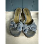 Vtg American Eagle Women's Sz 8 Blue Denim Jean Fabric Slip On Wedge Sandals Photo 2