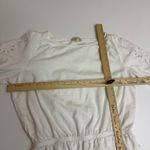 Cynthia Rowley  Top Womens Medium White Embroidered Sleeve Peplum Blouse Linen Photo 5