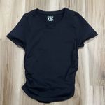 OQQ Black Ruched Short Sleeve Shirt Women’s Small Black Photo 0