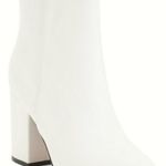 Madden Girl White Chunk Heel Round Toe Pointed Boots Size 7.5 Photo 2