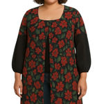 Torrid Floral Chiffon Long Duster Green Size 1X Bohemian Coastal Festival Hippie Photo 0