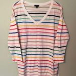 Talbots Colorful Striped V-Neck Sweater light weight 3/4 length sleeves Photo 0