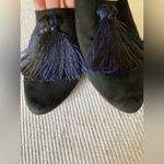 Loeffler Randall Black Mules with Navy Tassels Photo 8