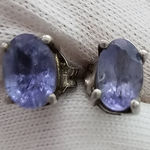 Nordstrom Tanzanite Oval Stud Earrings 925 Silver Photo 0