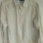 Sag Harbor 12 Brown Creme Stripe Oxford Top Photo 0