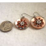 Source Unknown New Pink Abalone Rhinestone Accent Flower Fish Hook Boho Y2k Earrings Photo 1