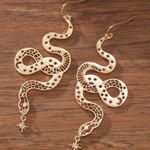 Gold Snake Dangle Earrings with Star Charms NWT Photo 0
