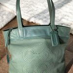 Coach  Audrey seafoam aqua leather tote Photo 0