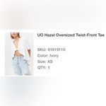 Urban Outfitters White UO Oversized Hazel Twist Front Tee Size XS Photo 3