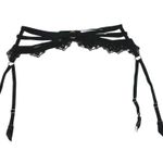 Aubade Women's Black Lace Sheer Corset Garter Belt Waist Cincher Lingerie Size S Photo 2