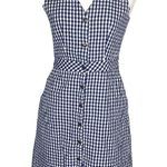 J.Crew  button front gingham plaid dress blue white sz 2 Photo 3