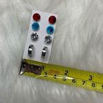 4 Stud Earrings Bundle Colored & Half Hoop Silver Photo 6